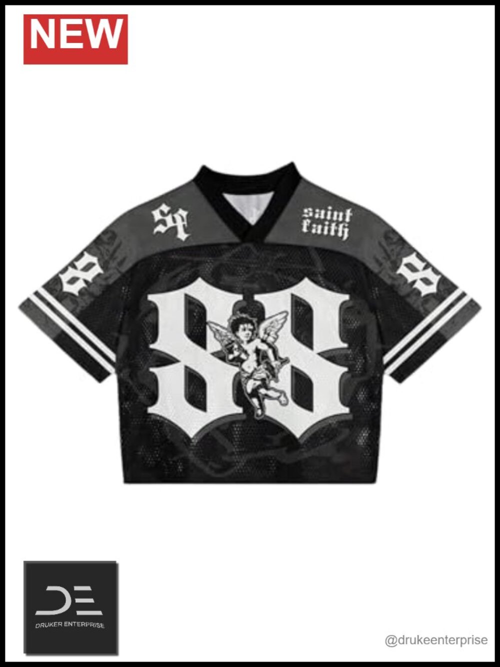 Men's Retro Y2k Mesh Jersey Graphic Tee V Neck Half Sleeve Baggy Streetwear